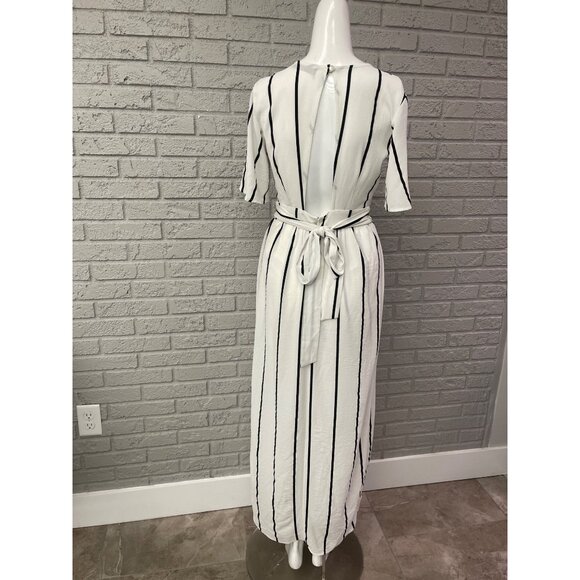 Crystal Doll Women Plunging V Neckline Stripe Maxi Romper Size 3 (juniors) - Picture 8 of 12